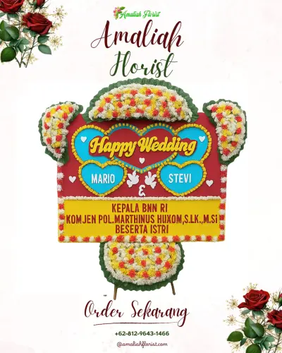 Karangan Papan Bunga Pernikahan di Anggrung